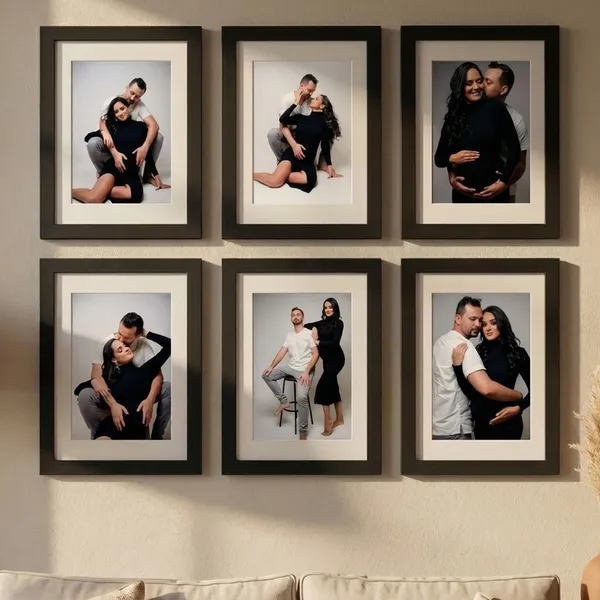 Kit 6 Quadros Porta Retrato Parede Decorativo Com Paspatur Foto 15x21 Medida 24x32