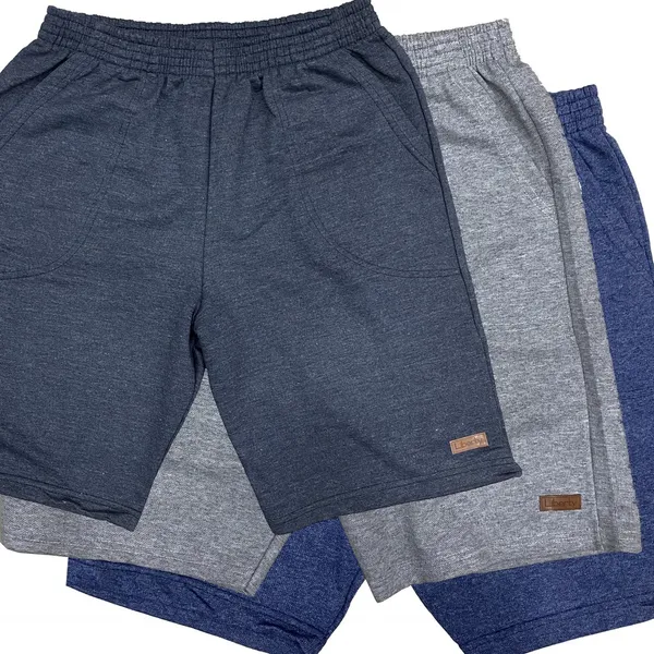 Kit 3 Bermuda Moletom Esporte Com Bolso  E Elastico  Muito Confortavel