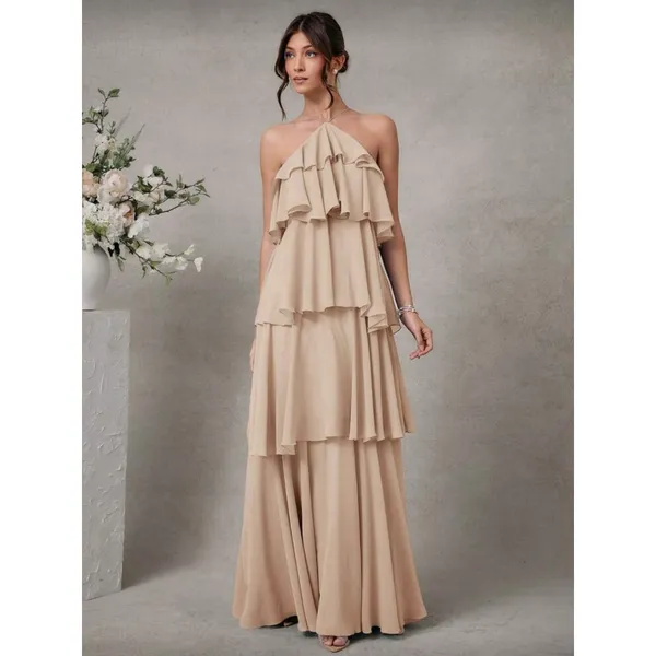 Vestido Longo Maxi de Chiffon Halter