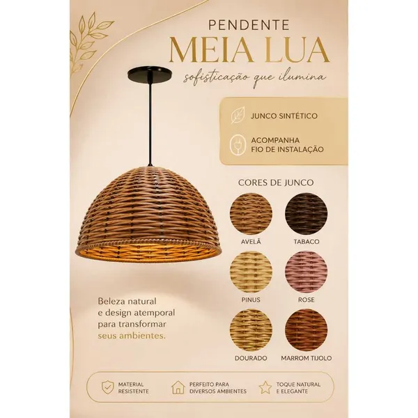 PENDENTE LUMINÁRIA MEIA LUA RUSTICO