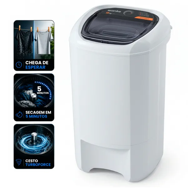 Centrífuga De Roupas 15Kg Wanke Premium Wave Elétrica Alta Capacidade Residencial