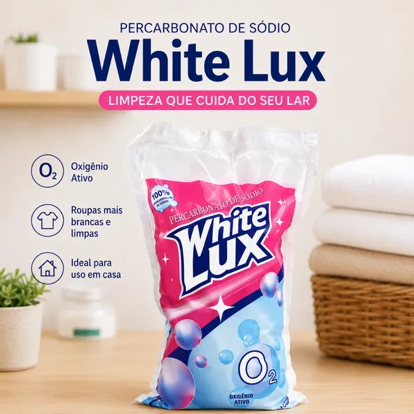 Percabonato de Sódio 100% Puro Granulado  Alvejante Whitelux 1kg  Tira Manchas Sem Cloro, Roupas Brancas e Coloridas