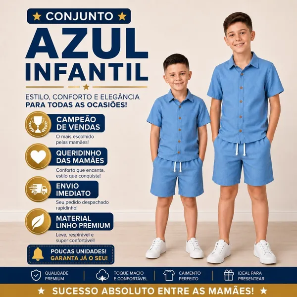 Conjunto Infantil Mauricinho linho de menino 2 a 14 anos Conjunto infantil menino Roupa infantil