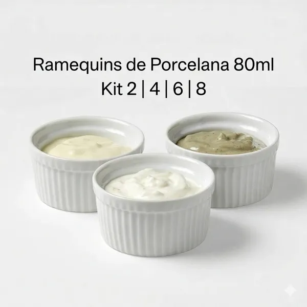 Kit Ramequins Porcelana 80ml | Molhos Porções Restaurante Buffet Sobremesas Porcelana