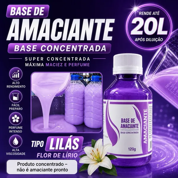 Amaciante Flor de Lírio Rende até 20 Litros Perfume e Maciez para Roupas