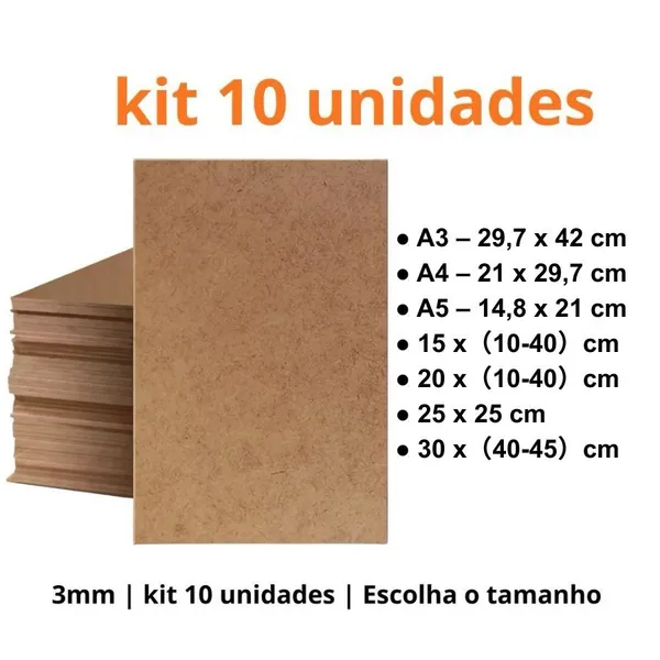 Madeira de Qualidade 10 Placas MDF Cru Multiuso para Quadros Decorativos e Fotos ULTRA