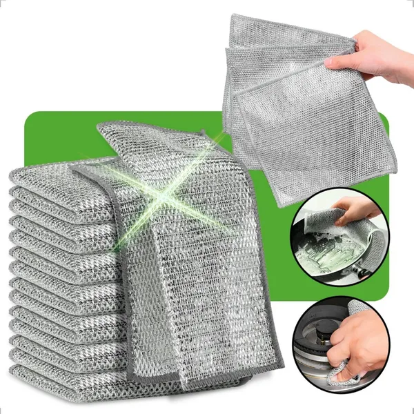 Kit's de 5/10/15/20 Pano de Limpeza Multiuso Metalico Cozinha Pia Fogão Prato Panela Reutilizavel Grelha Gordura