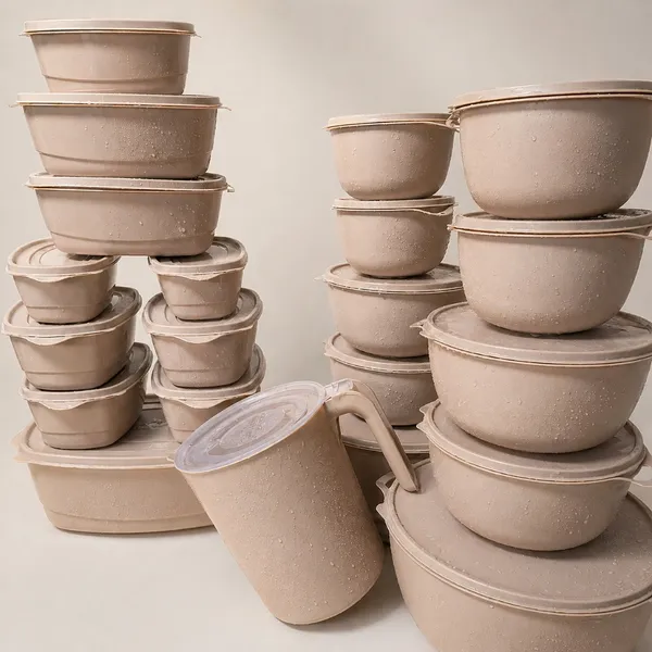 21 Potes Plásticos Multiuso com Tampa para Mantimentos, Alimentos e Marmitas