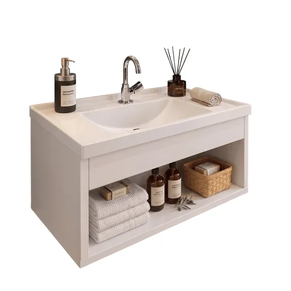Gabiente 60cm Em Mdf Acompanha Pia Lavabo Banheiro Armário Premium *Liquidação*