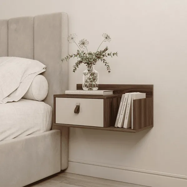 Mesa de Cabeceira Suspensa 50cm com Gaveta e Nicho | Quarto | FULL Shopee