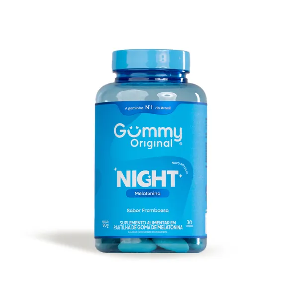 Gummy Night Melatonina em Goma Sabor Framboesa 30 Gomas Auxilia o Sono