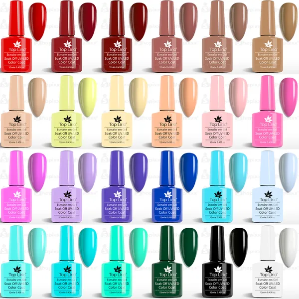 Kit 10 Esmaltes de Unhas em Gel Lirió Profissional Shellac Color Polish para Unha Acrigel, Porcelana, Manicure e Pedicure