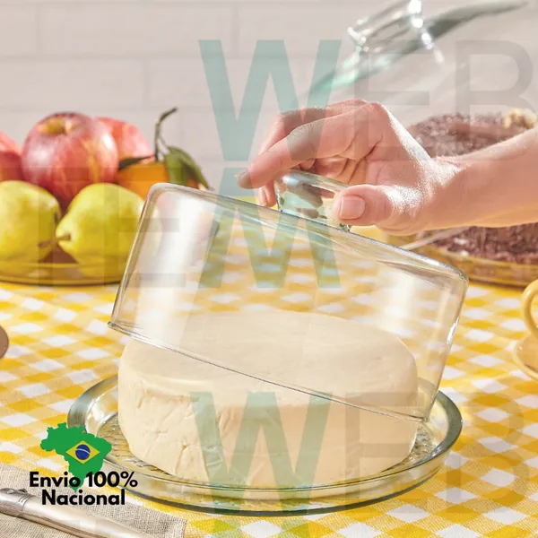 Queijeira de Vidro Vitazza Porta Queijo para Organização e Decoração Cozinha, Geladeira, Casa