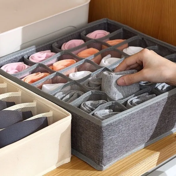 Organizador Gaveta 33X30X10 Com 24 Ou 12 Ou 6 Divisórias Dobrável Meias Intimas Universal Multiuso