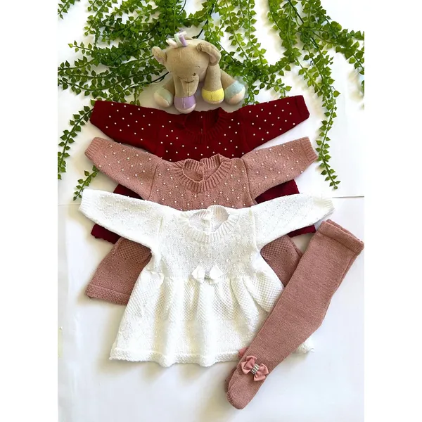 Vestido para bebê e Meia calça saída maternidade
