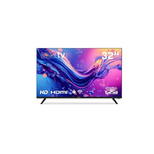 SMART TV HQ 32" HD TELA SEM BORDAS SISTEMA ANDROID DESIGN SLIM HQS32NKHM