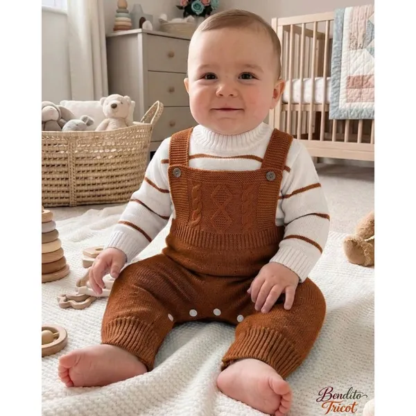 Macacão Bebê Tricot Recém Nascido Manga Longa Fechamento em Botão Tricô Moda Inverno