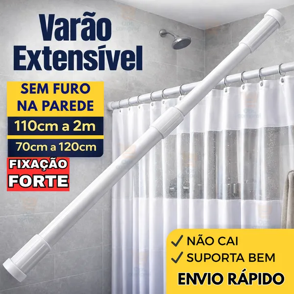 Varão De Cortina Extensível Banheiro Pia e Guarda Roupa