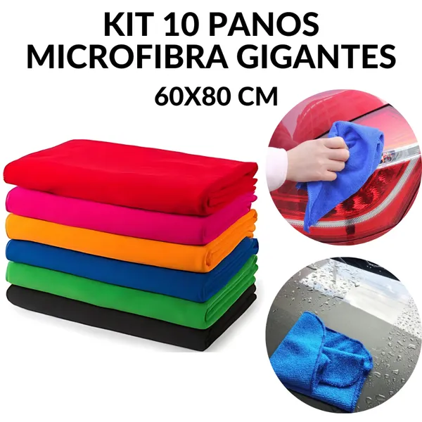 10 Un. Pano De Chao Microfibra Gigante 60x80 Multiuso