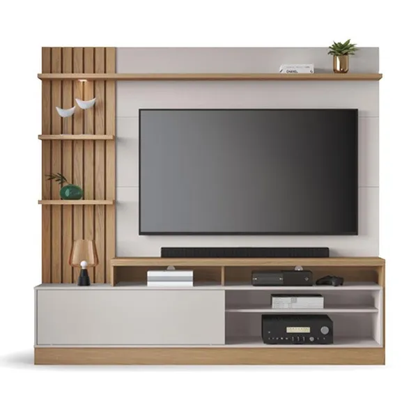 Estante Home Theater Maceió Freijó Off White – Colibri