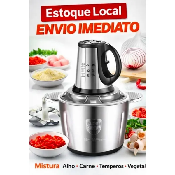 PICADOR DE ALIMENTOS MOEDOR DE CARNE MIXER ELéTRICA PROCESSADOR COZINHA CASA ALHO - 110V-220V