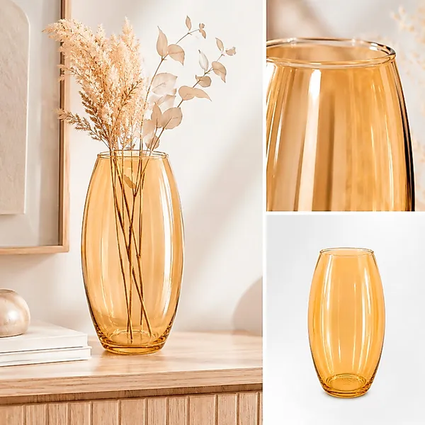 Vaso Decorativo Romeu Âmbar em Vidro Transparente Elegância para Sua Decoração