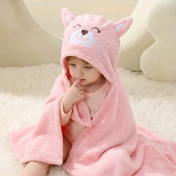 Toalha de Banho Bebê Cobertor de Bebê 95x65cm Felpuda Capuz Infantil Recém Nascido Com Orelhinha Menino e Menina