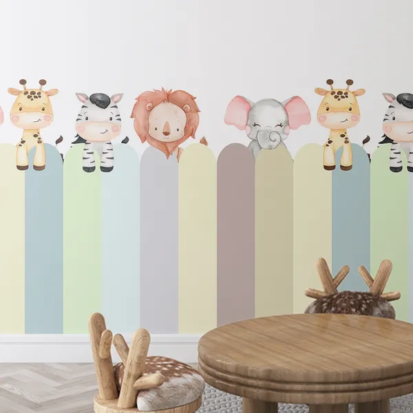 Adesivo De Parede Infantil Cerca Cerquinha Safari Aquarela Quarto Bebe