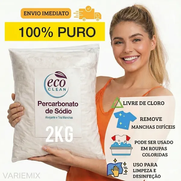 Percarbonato De Sódio 100% Eco  Clean Alvejante sem cloro Tira Manchas limpeza clareador 500g/1kg/2kg/3kg