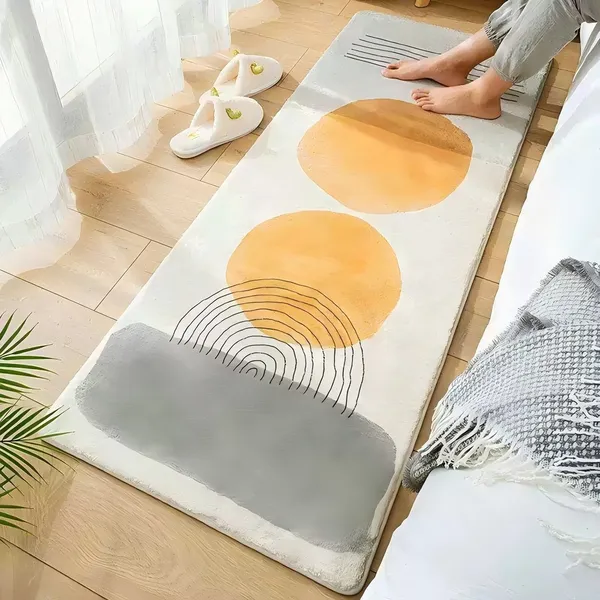 Tapete geométrico Nórdico 50x150cm antiderrapante para quarto ou sala