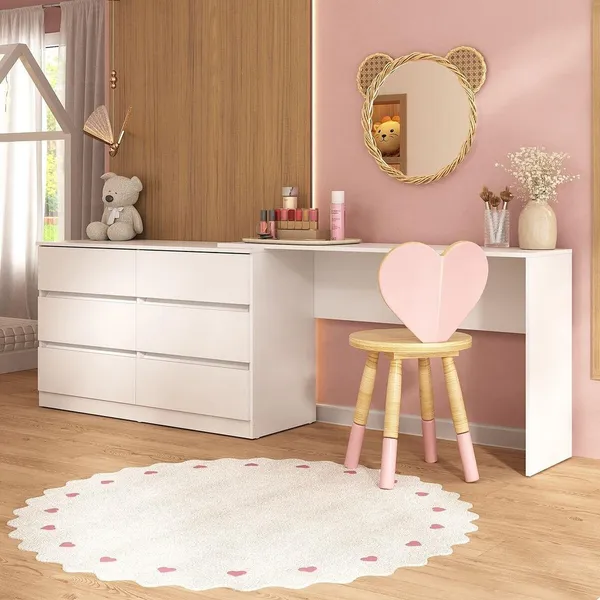 Penteadeira Infantil 231,5cm com 6 Gavetas Flex Multimóveis MP4403