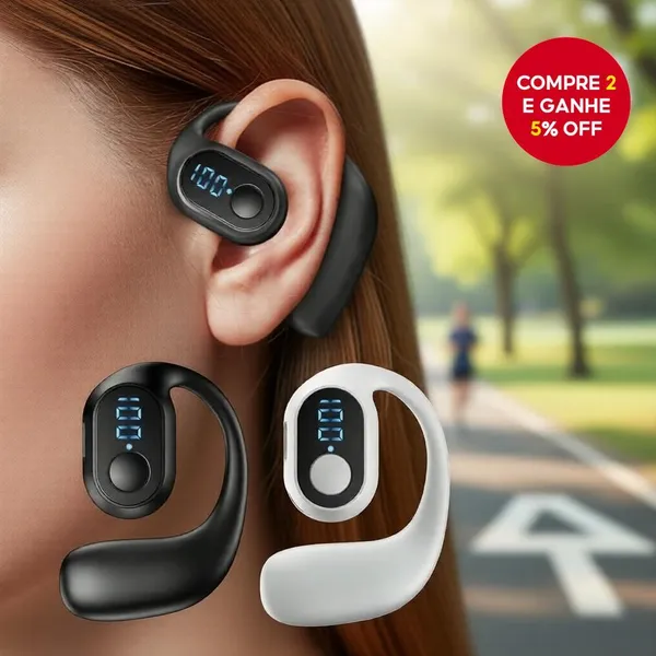 Fone de Ouvido Bluetooth Sem Fio Mono à Prova d'Água com Microfone e Longa Duração de Bateria