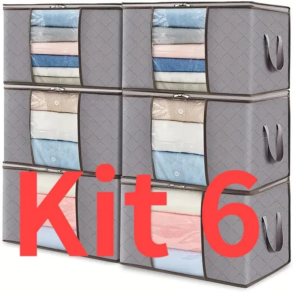 KIT 3/6 Sacos de Armazenamento | Organizador de Guarda-Roupa Roupas Viagem Anti Poeira Umidade Dobrável Multiuso