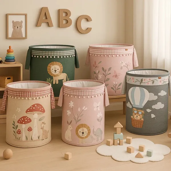 Cesto Organizador de Brinquedos Roupas Bordado Menino Menina Batistela Baby