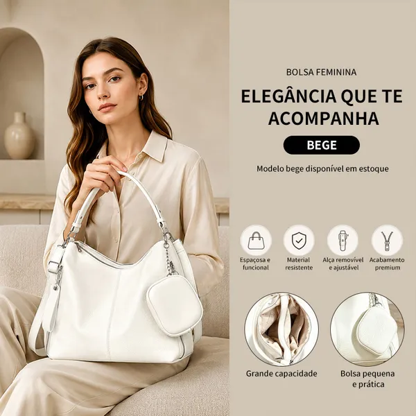 JAMI JAMI Bolsa Mochila Grande  De Ombro e Transversal Feminina De Couro PU B303