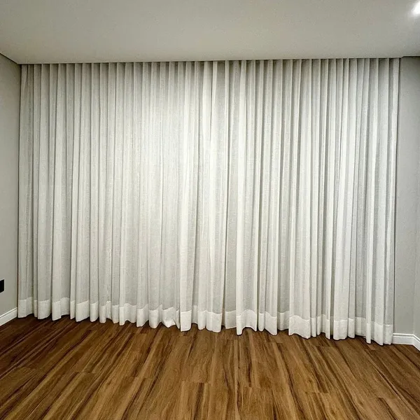 CORTINA TRILHO SUíçO DUPLO GAZE DE LINHO COM BLACKOUT 100% VEDAçãO EM TECIDO LUXO