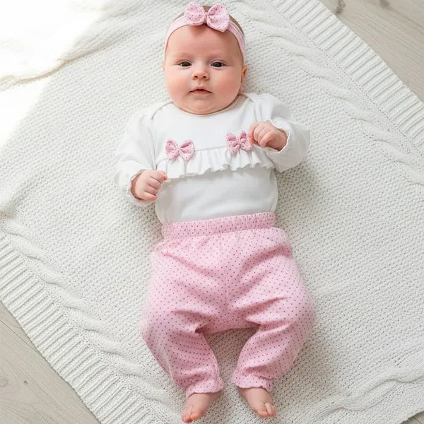 Conjunto Bebê Menina Presente Body Longo com Mijão Kids Lola/Olivia Tam P, M e G