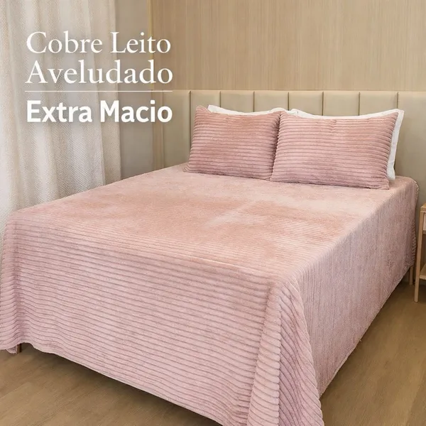 Kit manta cobre leito canelado aveludado extra macio tipo cobertor
