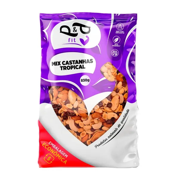 Mix Tropical Nuts Dieta Saudável Castanha, Nozes, Amêndoa, Amendoim, Uva Passa, Gojiberry - P&P