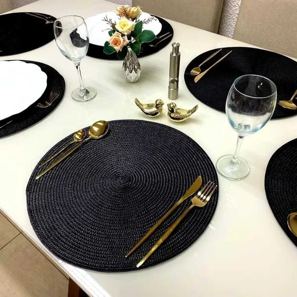 Novo Kit 2/4/8 Jogo Americano Redondo Jantar para Mesa Posta, Descanso de Prato Elegante