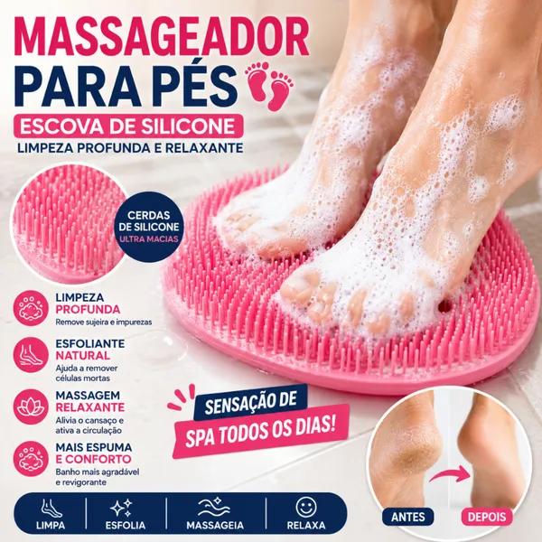 Tapete Massageador e Esfoliante para os Pés com Ventosas Antiderrapante para Banho