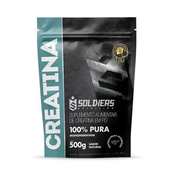 Creatina Monohidratada 500g 100% Pura Importada Soldiers Nutrition Suplemento Performance Muscular Força