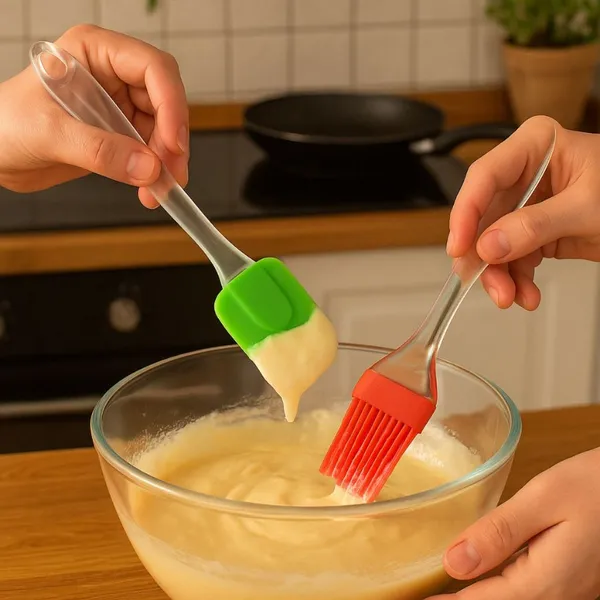 Conjunto 2 Peças Cozinha Confeitaria Espátula Pincel Em Silicone Multiuso Funcional 21cm X 23 cm