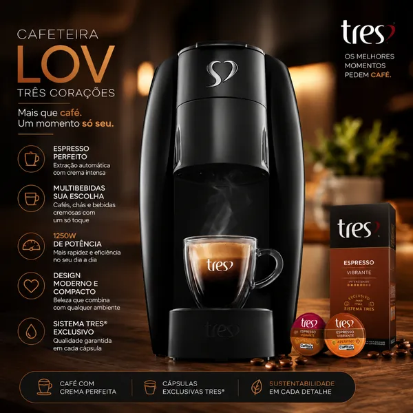 Cafeteira Espresso Três Corações LOV 1250W
