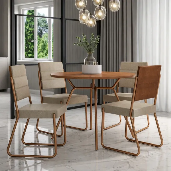 Conjunto Sala de Jantar 4 Cadeiras San Francisco Carraro Rosê