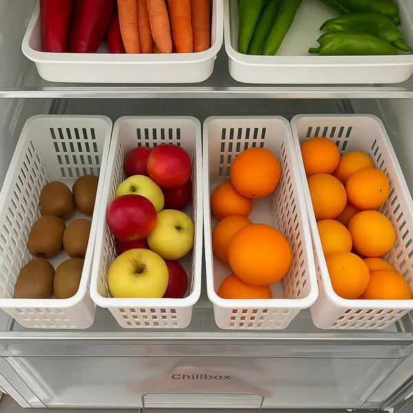 4 Cestos Organizadores De Geladeira Multiuso Branco Empilhável Organizador Cozinha Frutas Legumes Armário