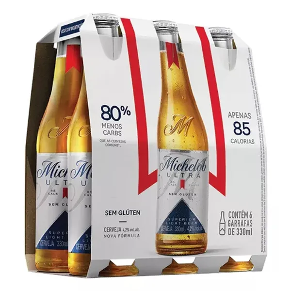 Cerveja Michelob Ultra Long Neck 330ml - Pack Com 6 Unidades