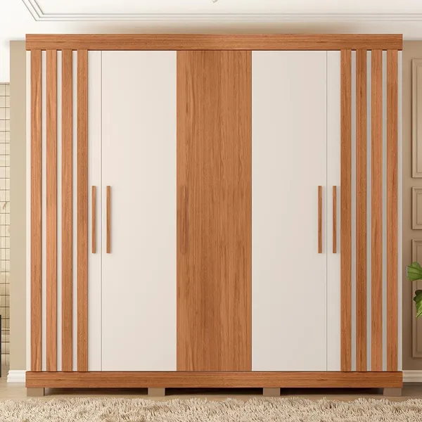 Guarda Roupa Casal 5 Portas 2 Gavetas Marta Marrom Caemmun