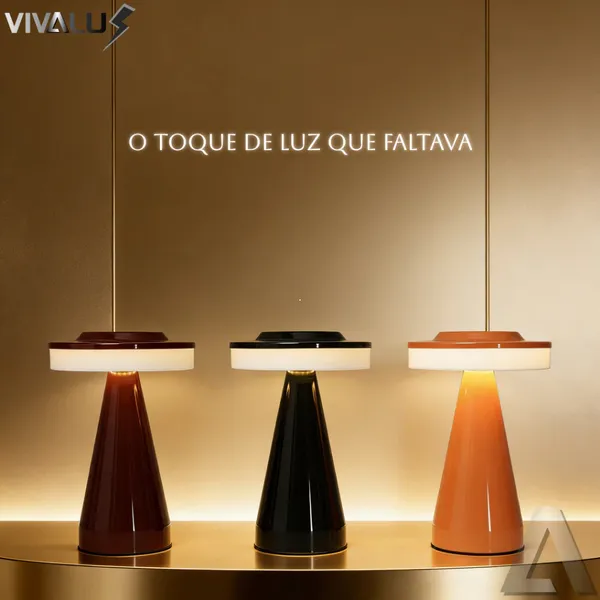 Abajur Cogumelo Moderno Laranja Vermelho Preto Luminária De Mesa Led Portátil Recarregável USB 5V