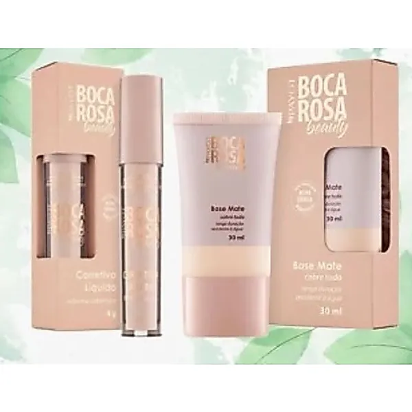 Conjunto de Beleza Boca Rosa Primer Matte + Corretivo de Alta Cobertura
